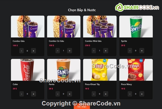 Code web,Web đặt vé xem phim,đặt vé xem phim